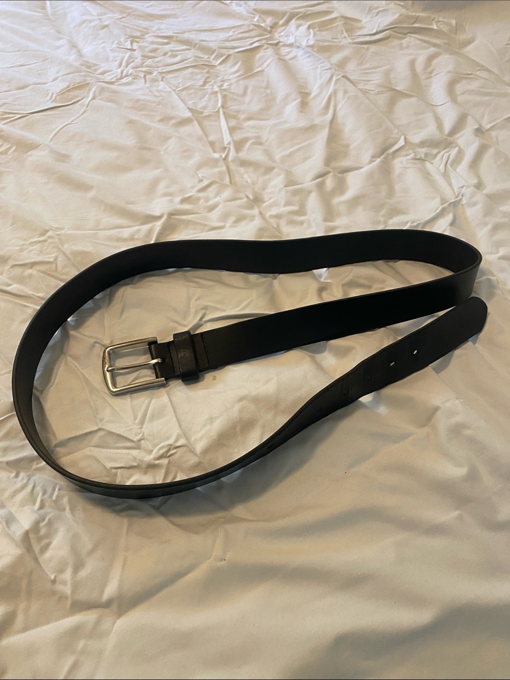 GAP Men's Black Leather Belt with Silver Buckle